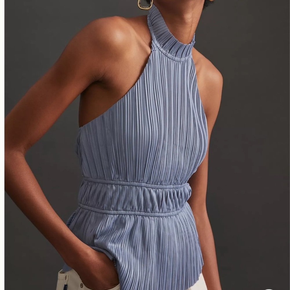 Anthropologie Pleated Halter Top Size L - Picture 3 of 7